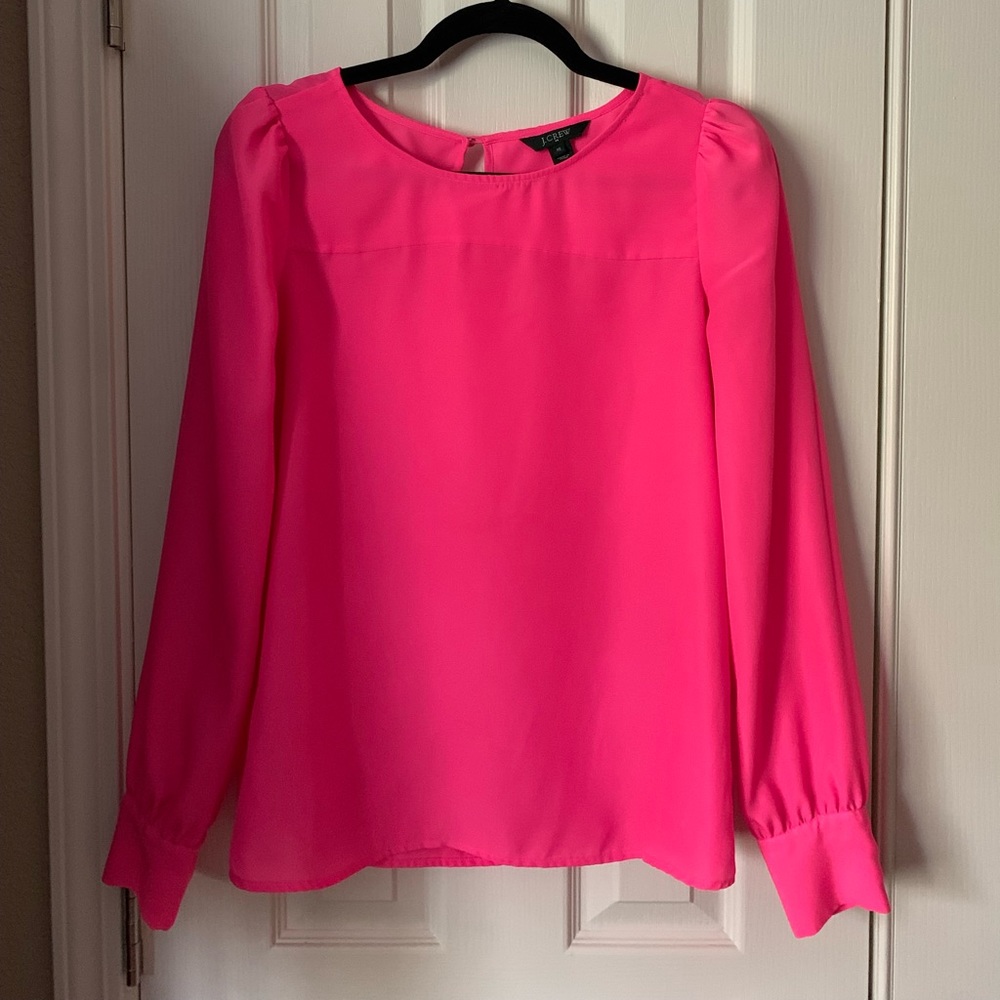 XS hot pink J Crew long sleeve blouse